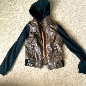 Faux leather sweat jacket